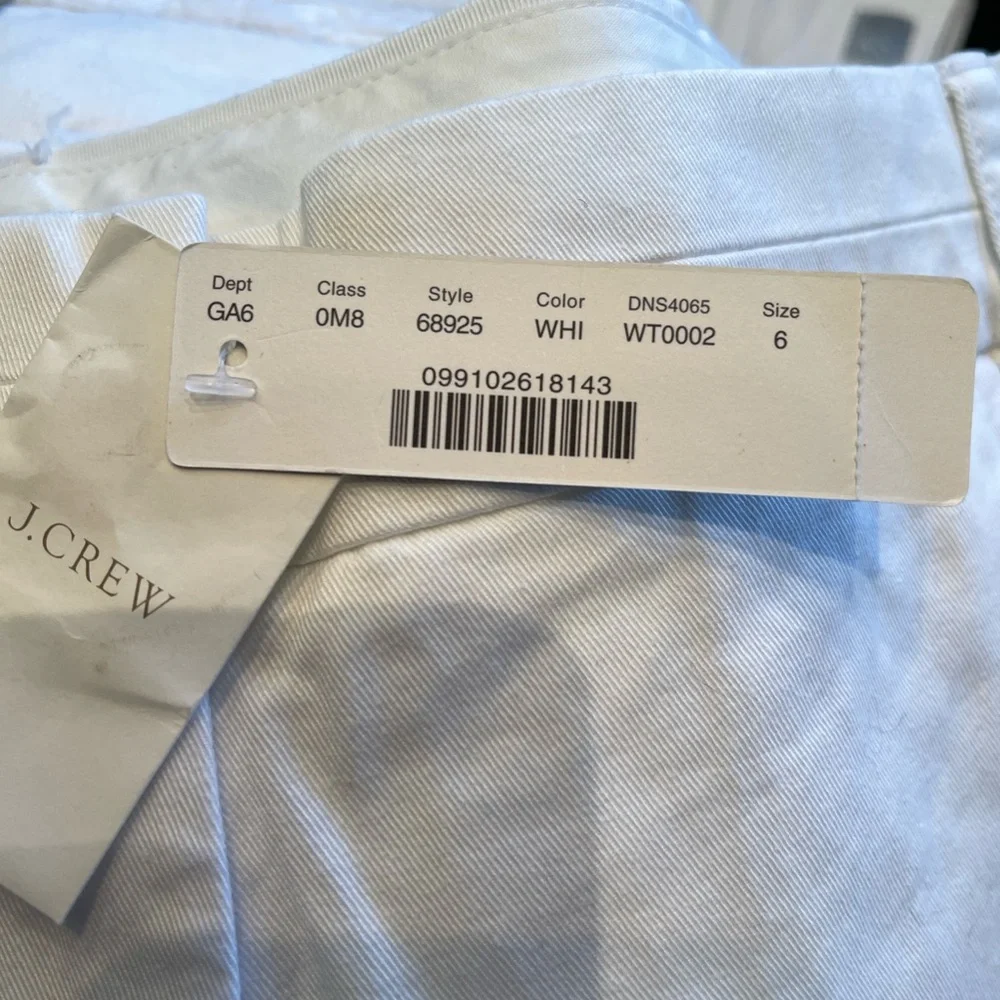 J. Crew White Chino Women's Shorts 100% Cotton Size 6 NWT Pristine Condition